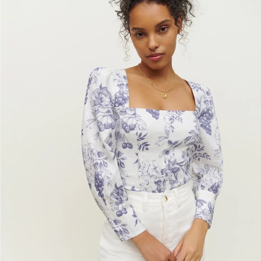 Reformation Stilton Linen Blouse, Size 0